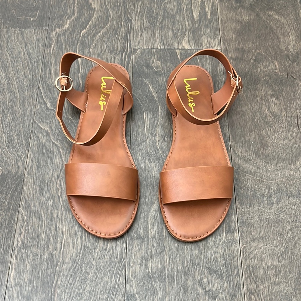 Lulus Hearts and Hashtags Tan Flat Sandals